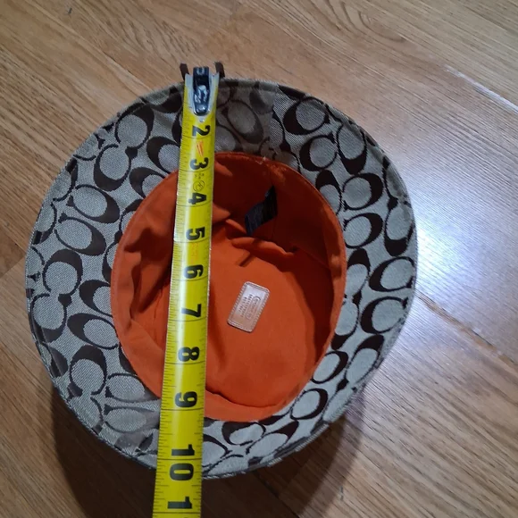 Coach Hat Patterned Bucket Hat with Orange Lining - Picture 4 of 11